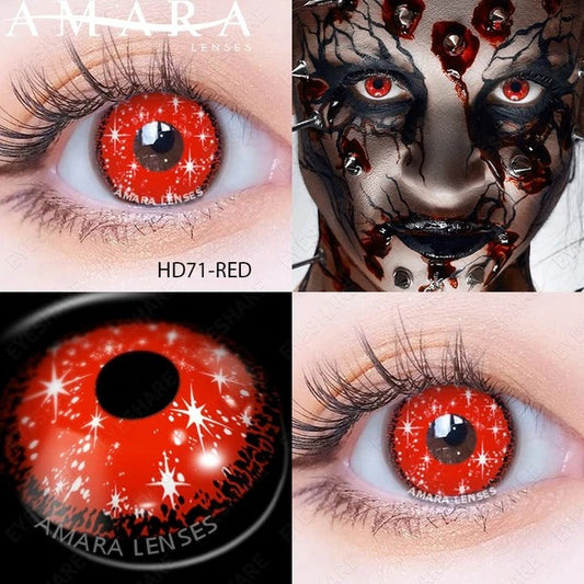 Red Stars Contact Lenses