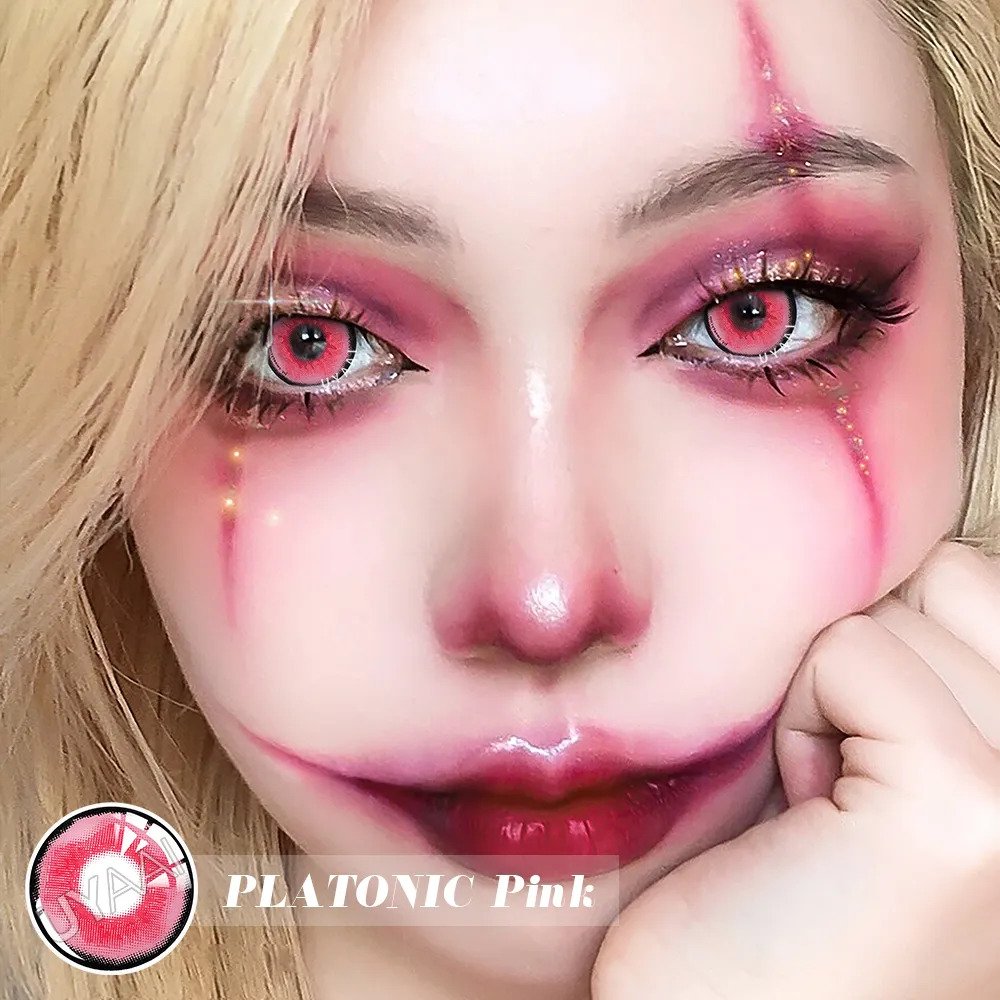 Princess Pinky Moe Anime Pink Mesh Colored Contact Lenses| PinkyParadise