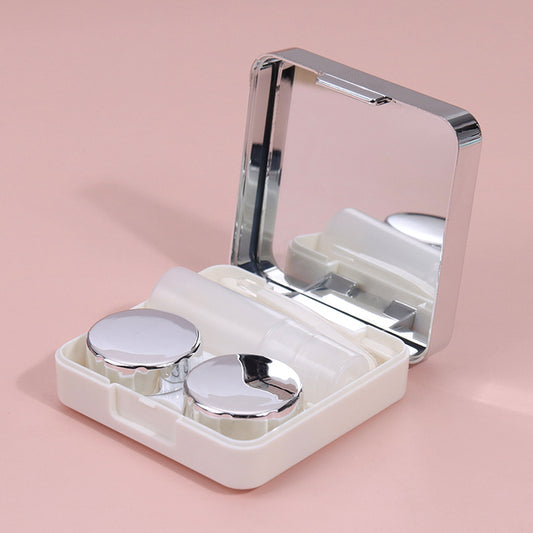 Metallic Silver Contact Lens Case & Kit