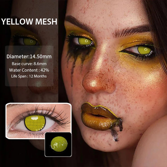 Yellow Mesh Sclera Contact Lenses